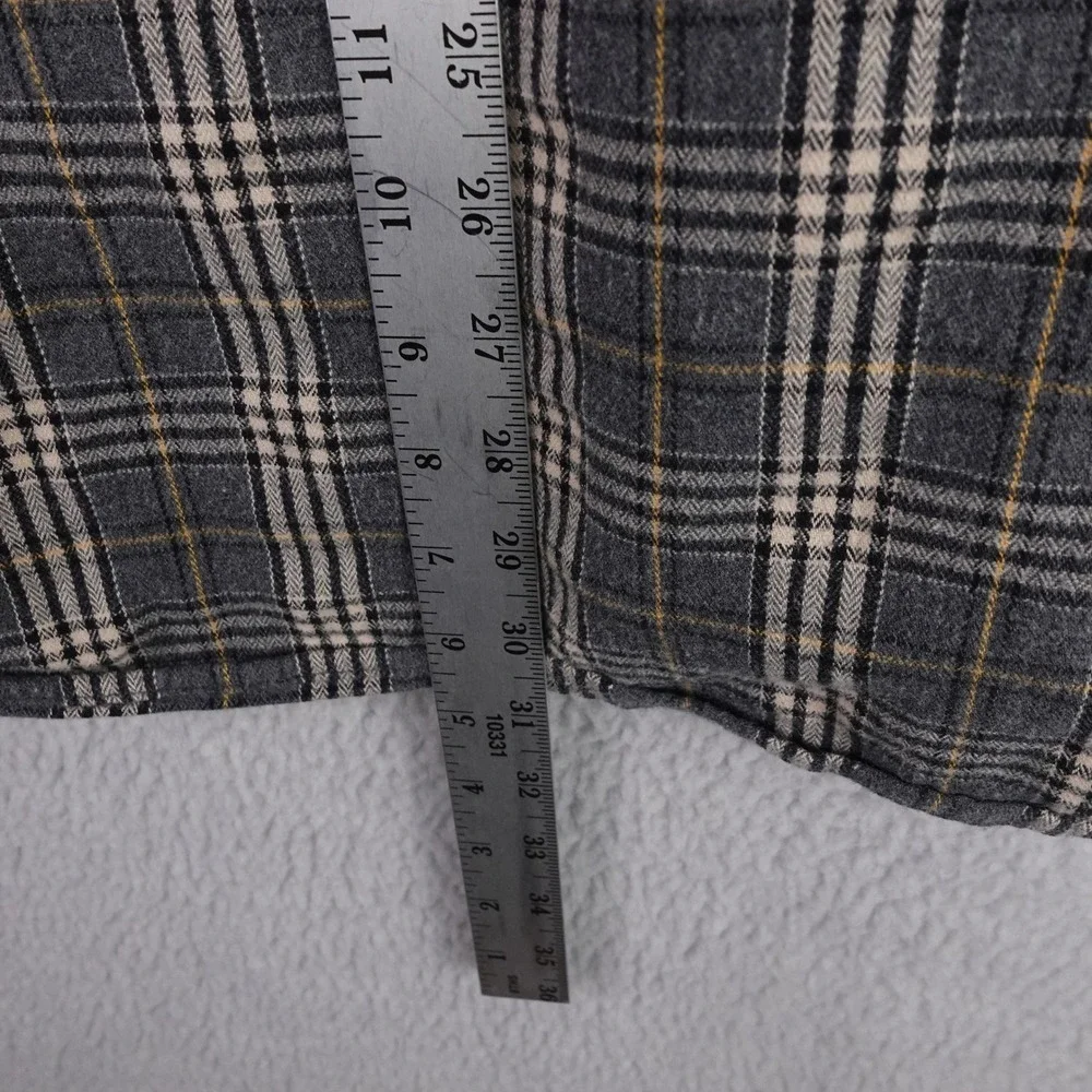 LL Bean Mens Large Tall Flannel Shirt Grey Plaid Cotton Button Down Outdoor Soft